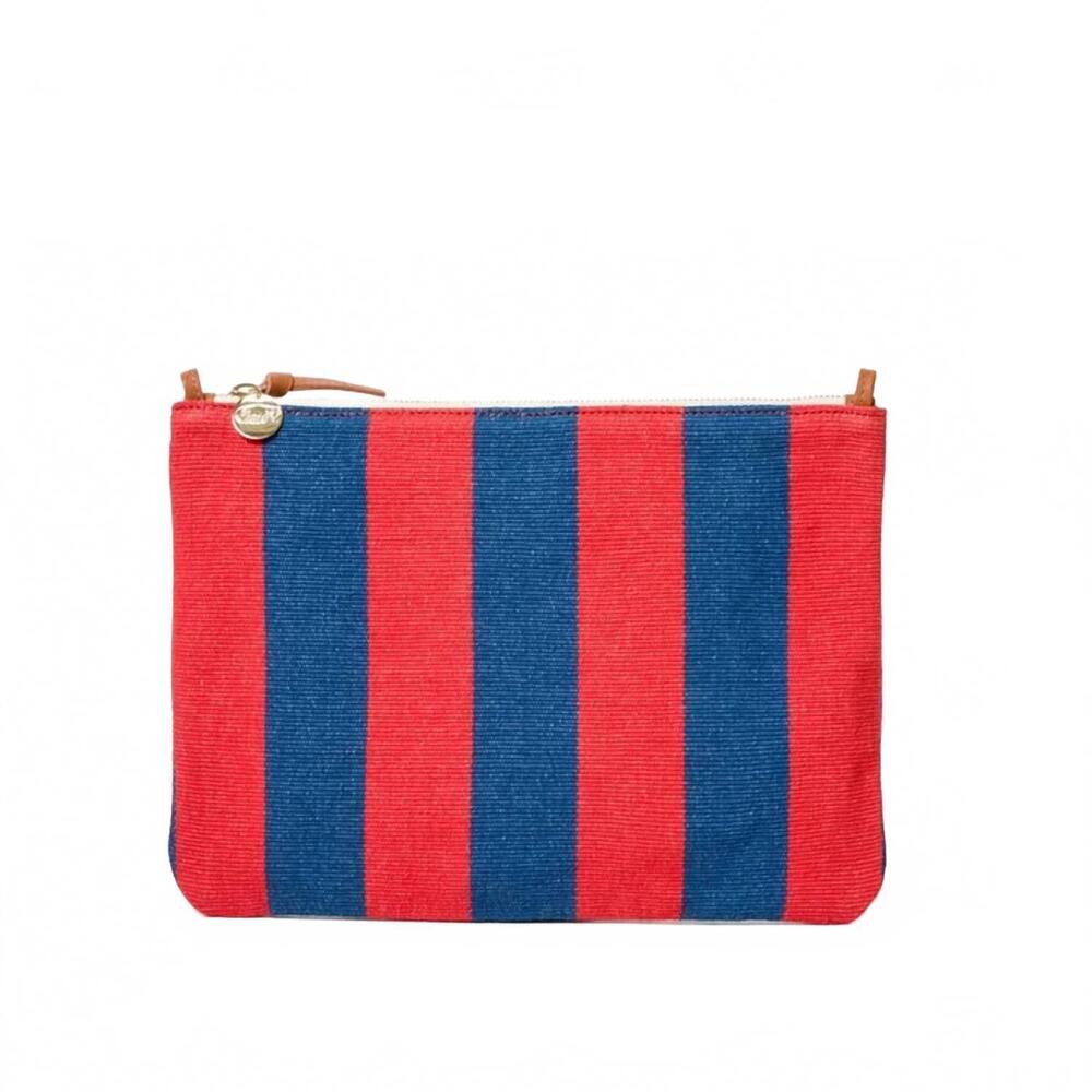 NEW CLARE V. women's flat clutch in poppy/french blue